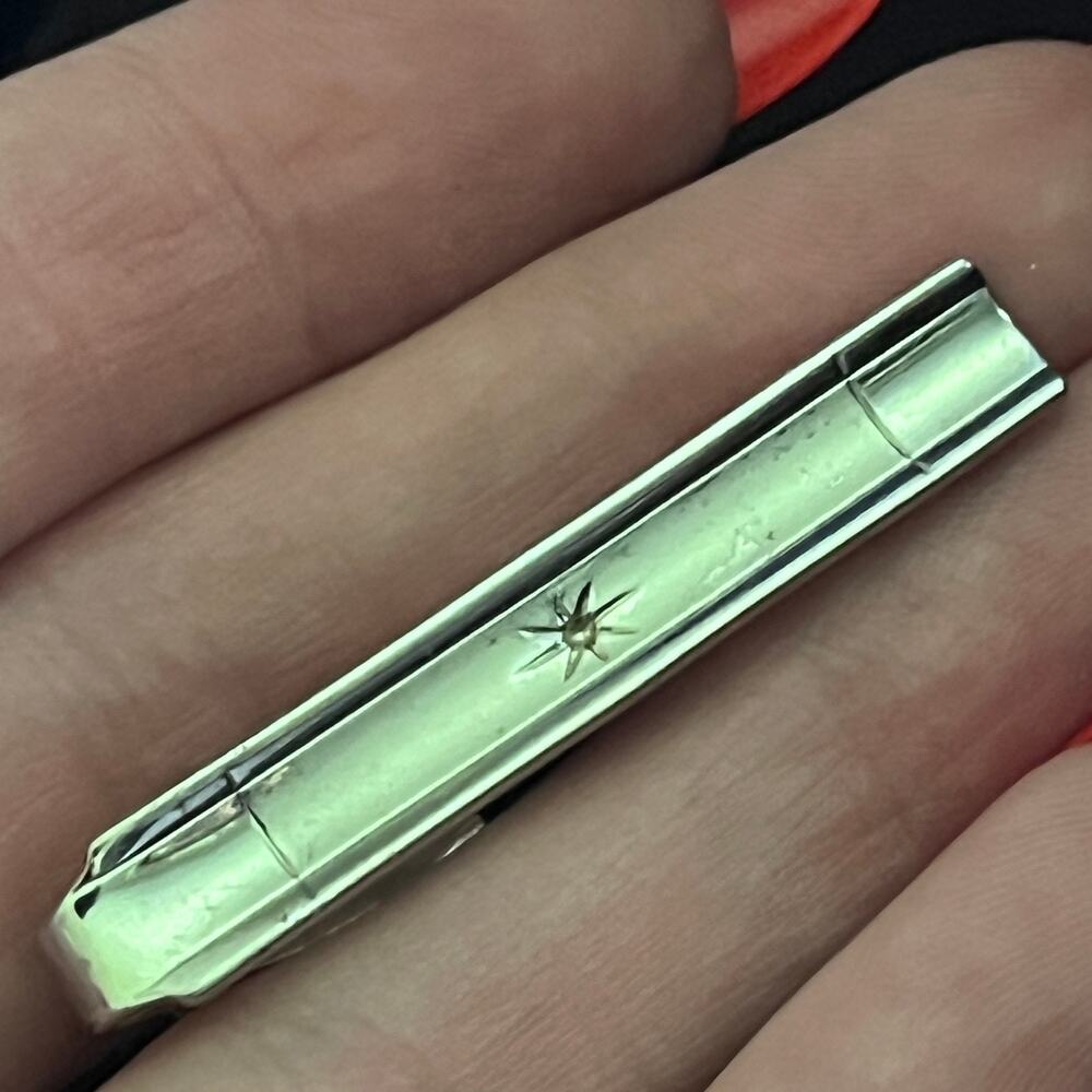 Vintage Estate Beautiful 925 Sterling Silver North Star Gemstone Tie Clip